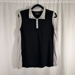 Maggie Lane Golf Tank Top Women's XL Black Pearl Snap Sleeveless Mock Neck